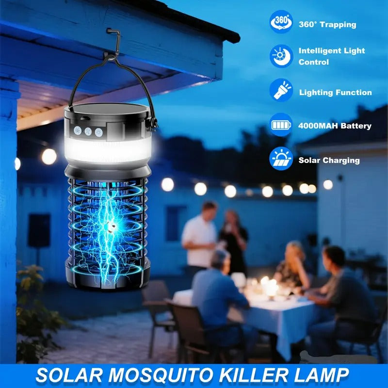 Solar Mosquito Killer Lamp for Outdoor and Camping - 12H UV Bug Zapper, 4000mAh, Fly and Mosquito Auto Sensor