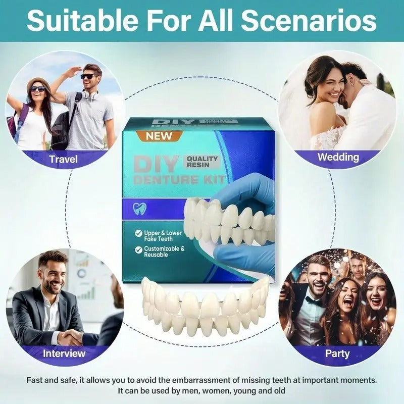 Denture set, professional denture set, upper and lower veneers, soft and comfortable denture care combination set, regain confidence and smile