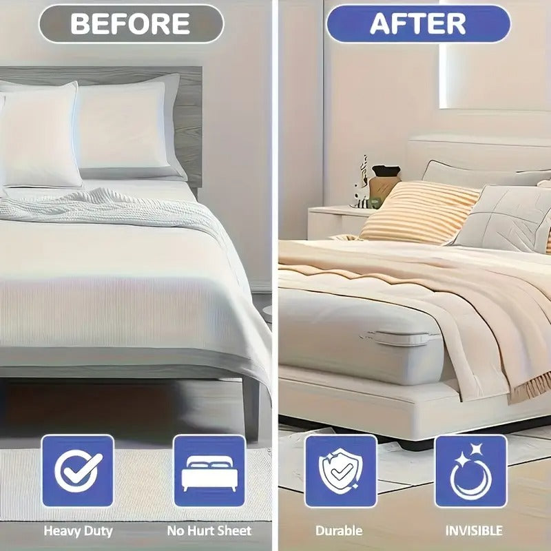 A Set of 4 Invisible Bed Sheet Fixing Clips, Seamless And Durable Polypropylene Buckle, Gray, Reinforced Anti Slip Design Suitable for All Sizes of Headboards And Sidewalls