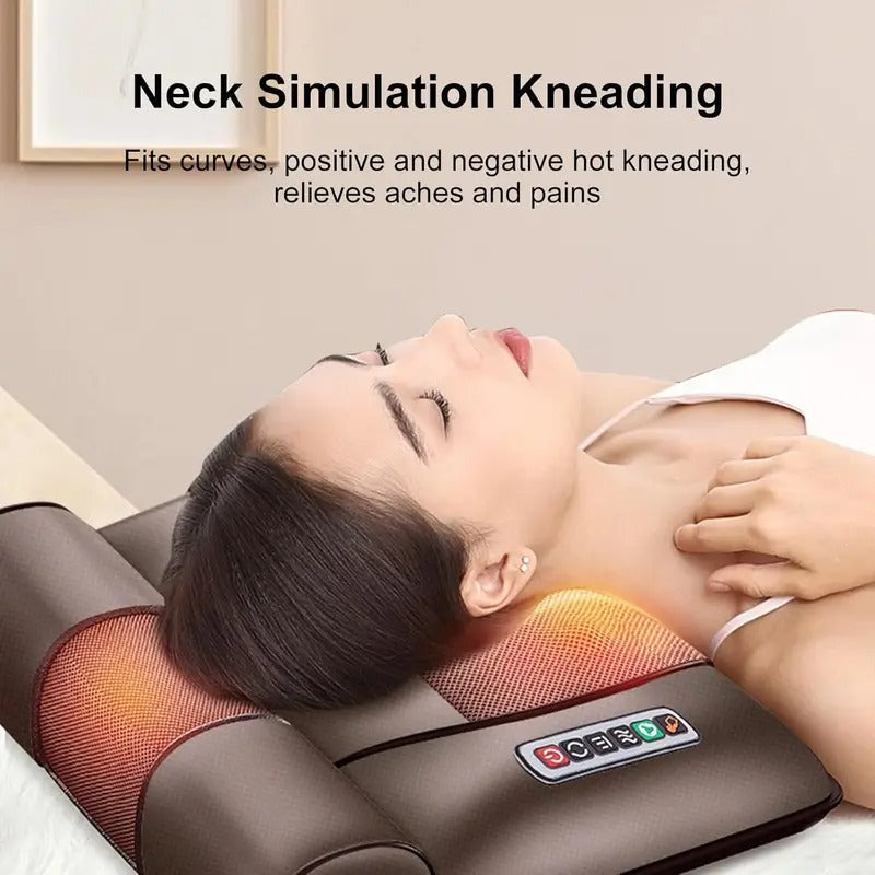 5 in 1 intelligent full body massage cushion, shoulder, neck, waist, back, legs full coverage massage, using leather fabrics, removable neck massage pillow, zoning fixed-point heat massage, the best gift for your family - foldable storage