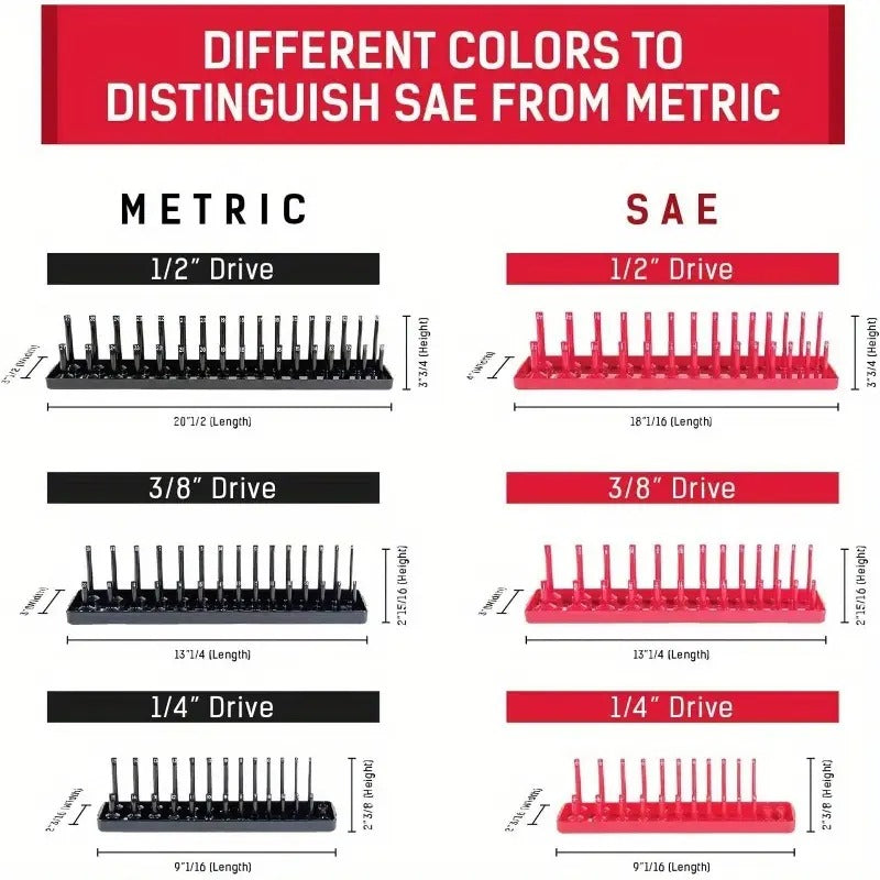 Toolbox Organizer with a Tray Holder for 6 SAE Metric Pieces