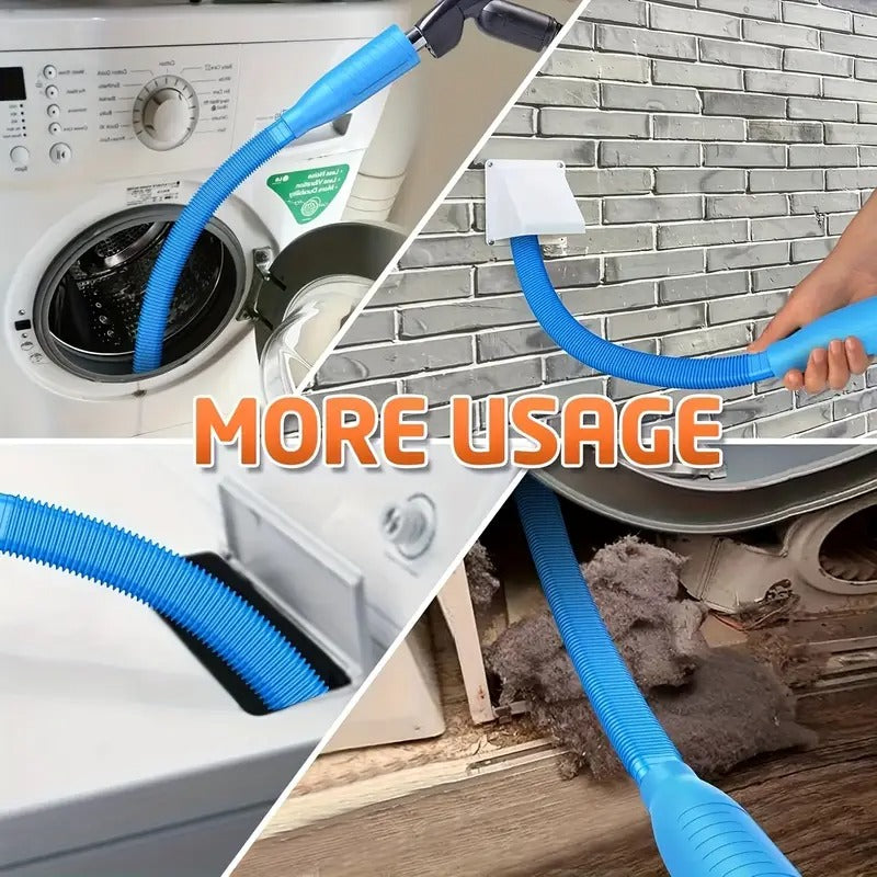 Dryer Vent Cleaning Kit for Vacuum - Multi-Purpose Combo with Flock Collector + High-Pressure Washer + Soft Hose, Quickly Clears Lint Buildup