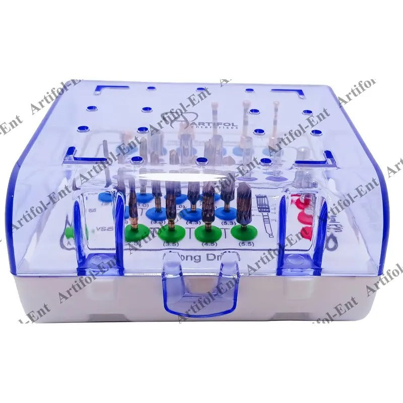 Artifol 29-Piece Implant Drill Kit – Lateral Approach Sinus Lift Kit with Tissue Punch, Parallel Pins & Storage Box – Implant Bur Set #