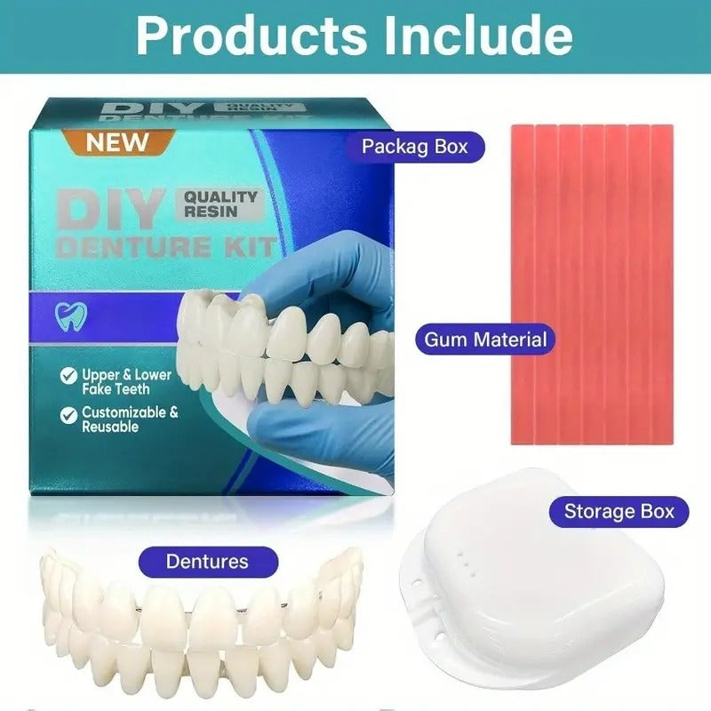 Denture set, professional denture set, upper and lower veneers, soft and comfortable denture care combination set, regain confidence and smile