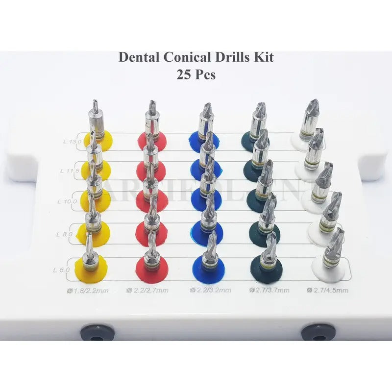 ARTIFOL 25 PCS Conical Drills Set with Stoppers 25 Pcs Kit with Storage Box OS1048