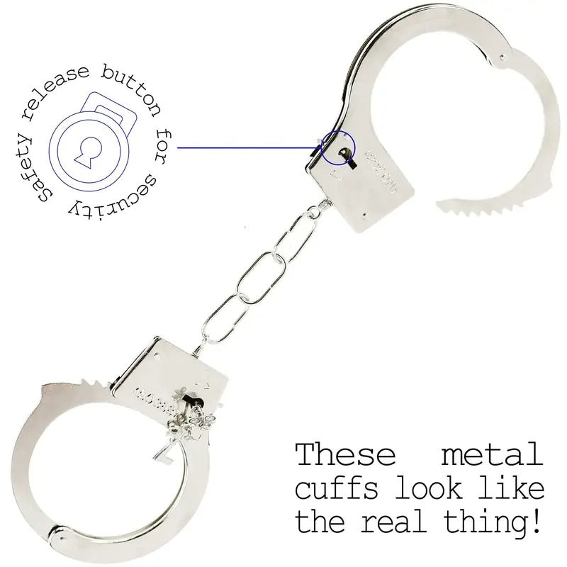 Skeleteen Metal Cuffs with Keys – Toy Costume Prop for Kids & Adults, Metal Chain for Cosplay, Halloween Parties, Themed Events, and Creative Play Accessories, Ideal for Role-Playing and Fun Costume Ideas