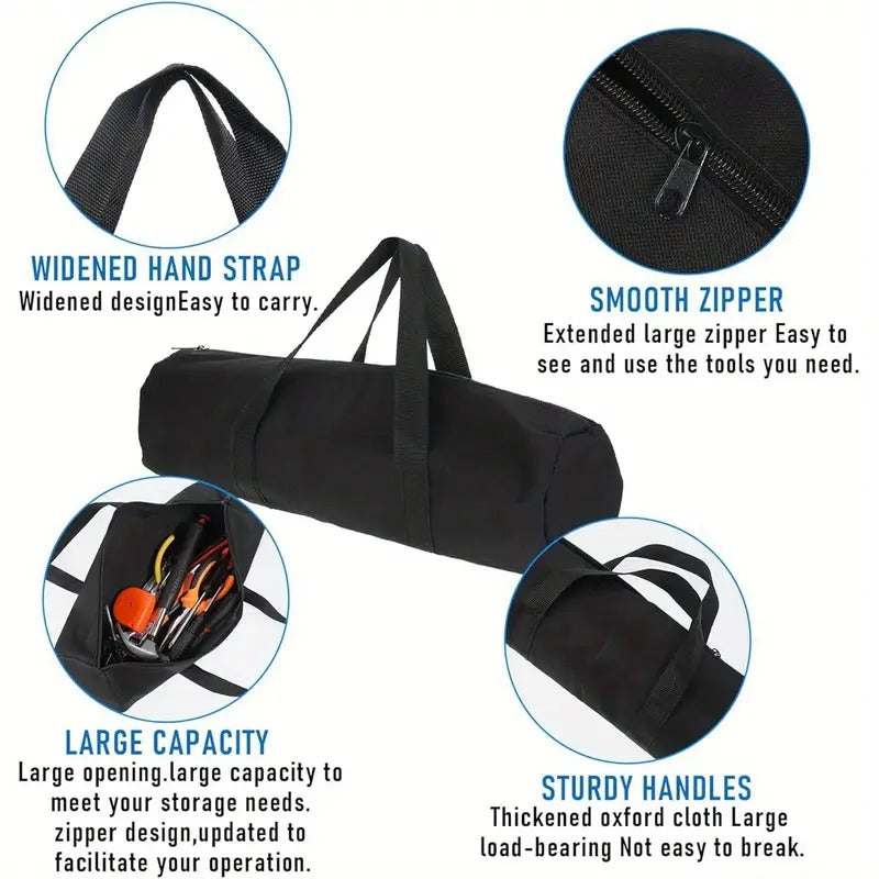 1pc Heavy-Duty 12-Inch Large Capacity Canvas Tool Bag - Wide Mouth Zipper Closure, Reinforced Bottom & High Quality Durable Work Tote for Electricians, Mechanics, DIY - Professional Tool Organizer with Comfortable Carry Handle