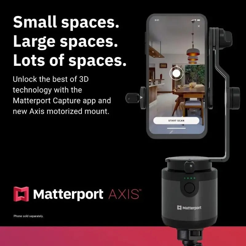 Matterport Axis Gimbal Stabilizer for Smartphone Camera Motorized Rotating Mount for Professional 3D 360 Photo Scans for iPhone and Android Phones