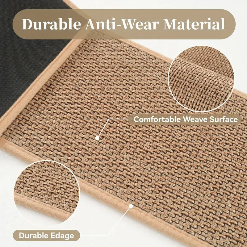 15pcs Beige Stair Step 8x30 Inch Non-Slip Rubber Bottom Thickened Design Suitable for Wooden Floors/Tile Steps Machine Washable Woven Fabric Ideal for Youngsters, Pets, and Seniors Indoor/Outdoor Use