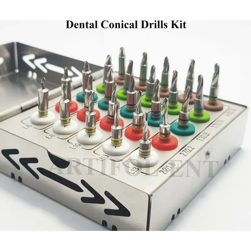 ARTIFOL Implant 25 Pcs Conical Drills Kit with Stoppers Set OS1020