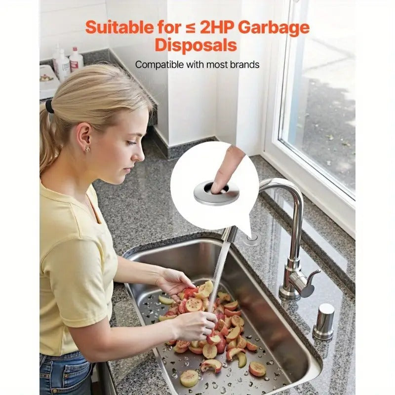 VEVOR Garbage Disposal Air Switch Kit 3.5" Sink Top Air Switch Waste Disposal - Easy Install, Durable Metal Construction, Black & Gray, Fits Most Standard Sinks, Kitchen & Bathroom Use, Kitchen Sink
