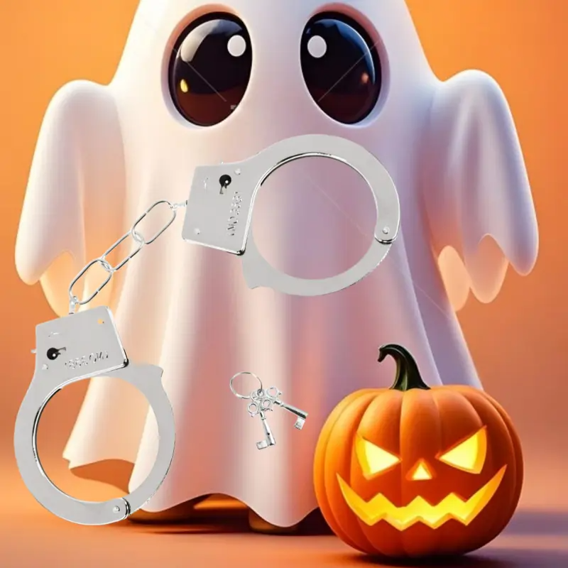 Skeleteen Metal Cuffs with Keys – Toy Costume Prop for Kids & Adults, Metal Chain for Cosplay, Halloween Parties, Themed Events, and Creative Play Accessories, Ideal for Role-Playing and Fun Costume Ideas