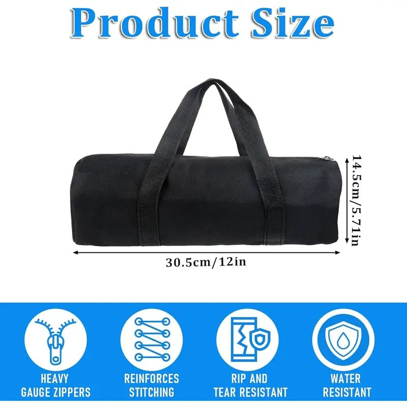 1pc Heavy-Duty 12-Inch Large Capacity Canvas Tool Bag - Wide Mouth Zipper Closure, Reinforced Bottom & High Quality Durable Work Tote for Electricians, Mechanics, DIY - Professional Tool Organizer with Comfortable Carry Handle