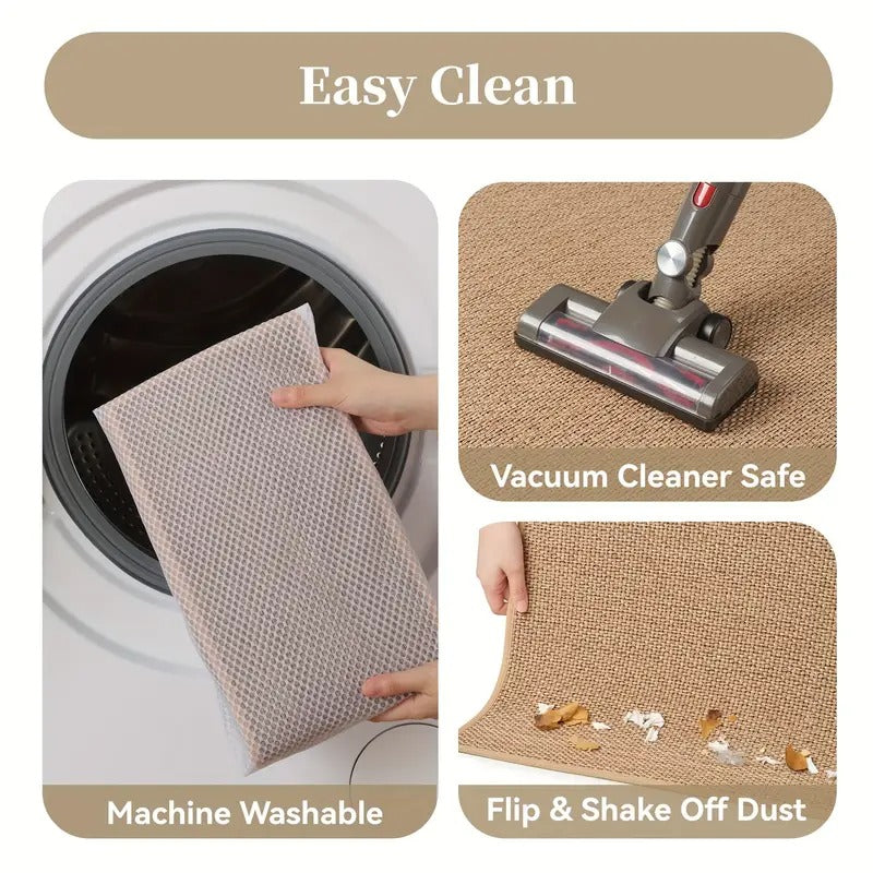 15pcs Beige Stair Step 8x30 Inch Non-Slip Rubber Bottom Thickened Design Suitable for Wooden Floors/Tile Steps Machine Washable Woven Fabric Ideal for Youngsters, Pets, and Seniors Indoor/Outdoor Use