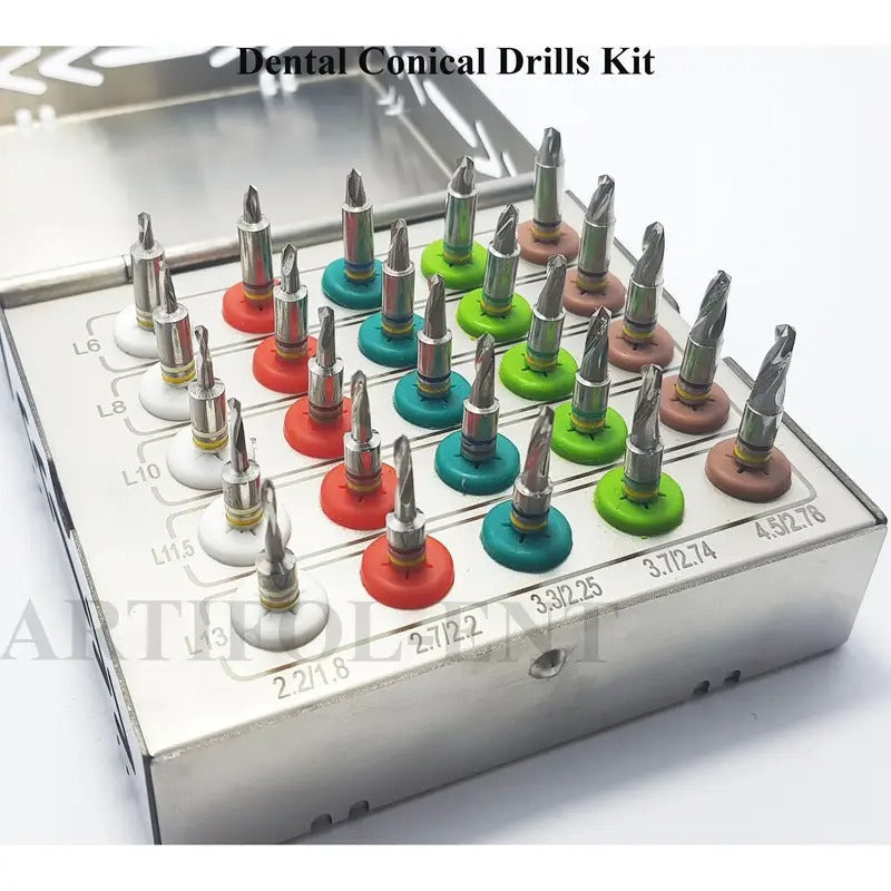 ARTIFOL Implant 25 Pcs Conical Drills Kit with Stoppers Set OS1020