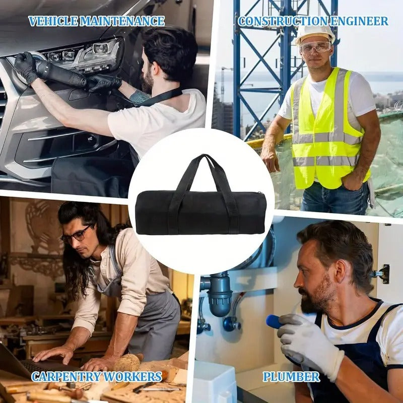 1pc Heavy-Duty 12-Inch Large Capacity Canvas Tool Bag - Wide Mouth Zipper Closure, Reinforced Bottom & High Quality Durable Work Tote for Electricians, Mechanics, DIY - Professional Tool Organizer with Comfortable Carry Handle