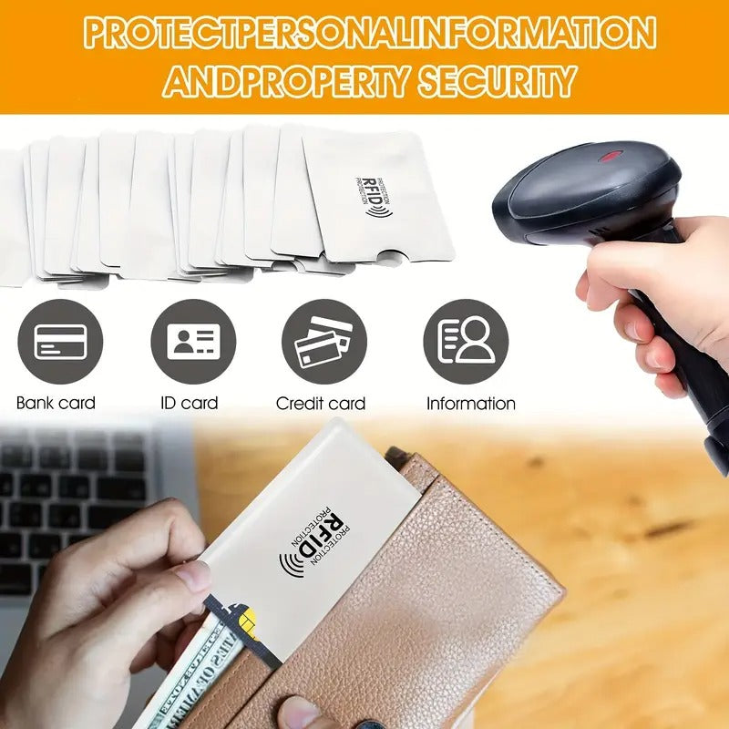 50 RFID Blocking Card Holder - Aluminum Foil NFC Protector, Suitable for Credit Cards, IDs, Bank Cards, Passports - Organizer for Desktop and Drawer