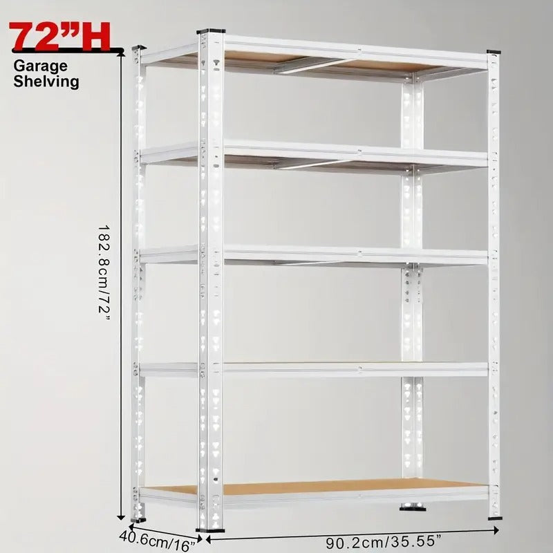 2200LBS Garage Storage Shelving Unit, 72"H 5-Tier Heavy Duty Storage Shelves, Adjustable Industrial Utility Shelf, Metal Rack for Basment Pantry Closet, Garage, Utility Shelves