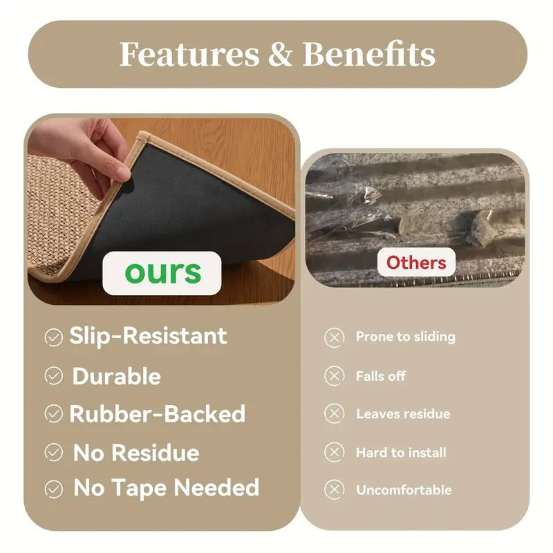 15pcs Beige Stair Step 8x30 Inch Non-Slip Rubber Bottom Thickened Design Suitable for Wooden Floors/Tile Steps Machine Washable Woven Fabric Ideal for Youngsters, Pets, and Seniors Indoor/Outdoor Use