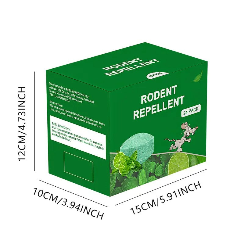 24 Pack (26g per Piece) -Mouse Rodent Repellent, Peppermint Lemon Oil Mice Repellent for Squirrel Rats Spider Pests, Natural Deterrent for Kitchen, Warehouse, Car, Indoor, Outdoor, Safe for Pets & Family