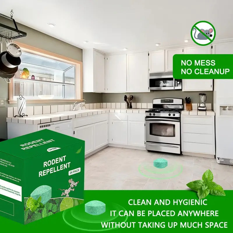 24 Pack (26g per Piece) -Mouse Rodent Repellent, Peppermint Lemon Oil Mice Repellent for Squirrel Rats Spider Pests, Natural Deterrent for Kitchen, Warehouse, Car, Indoor, Outdoor, Safe for Pets & Family