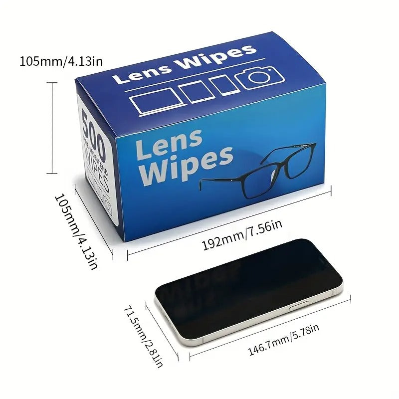 500pcs Of Lens Wipes - Pre-moistened Glasses Lens Cleaning Wipes - Individually Wrapped Scratch And Streak Free Glasses Wipes Lens Cleaning, for Fashion Glasses And Camera Lenses