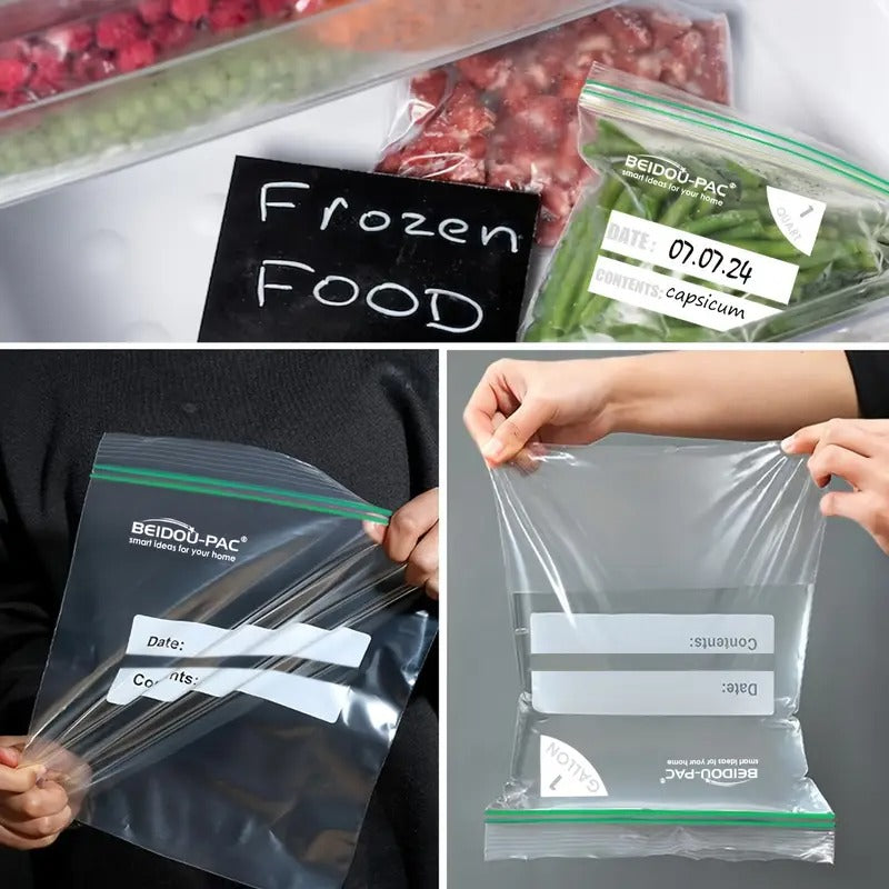 [Double Zipper Storage Bags] 300pcs Double Zipper Quart Food Storage Zip Bags - 2Mil, Freshness Easy Open Reclosable Clear Plastic Bags (8" * 8.1")