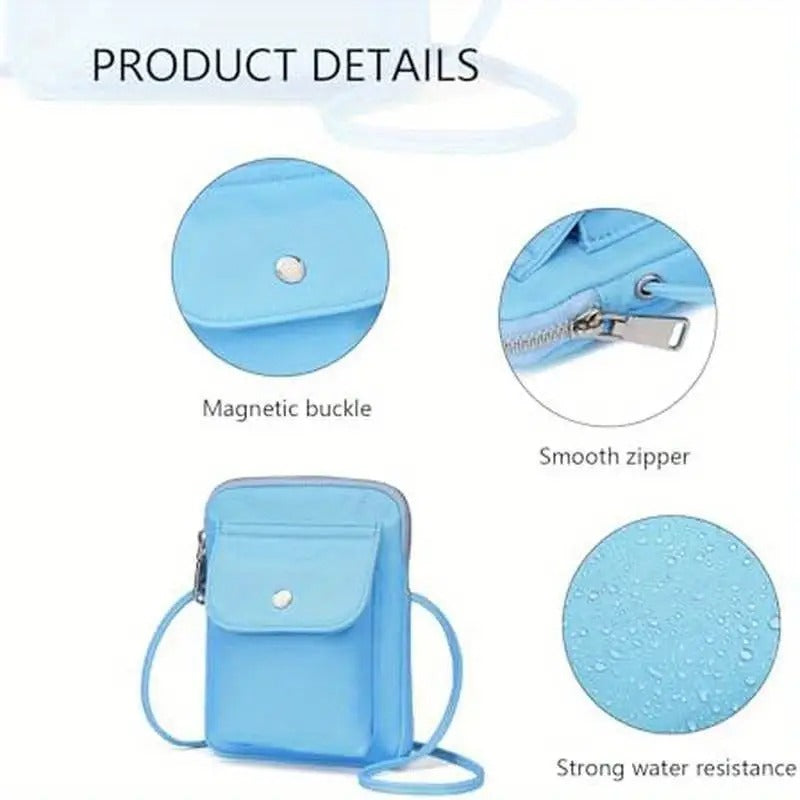 Trendy Nylon Crossbody Lanyard Bag for Mobile Phones with an Adjustable Strap.