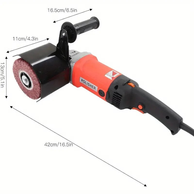 Electric Drum Sander Polisher 1400W 6 Gear Adjustable Speed Wire Drawing Machine with 3 Wheels