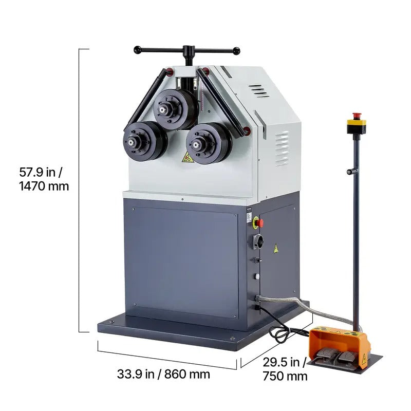 VEVOR 2.2KW Electric Roll Bending Machine 3-Roller Electric Pipe Tubing Bender Machine