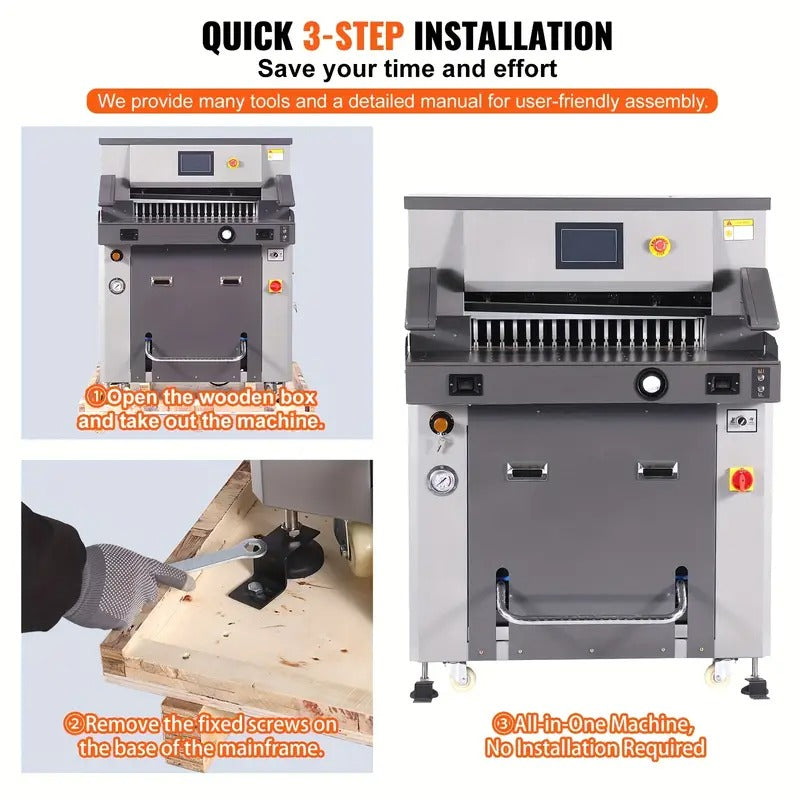 Heavy Duty Electric Hydraulic Paper Cutter, 26" Cutting Width, 3.14" Thickness, 110V with 7" Touchscreen Numerical Control – Durable Metal Construction for Precision Paper Trimming,