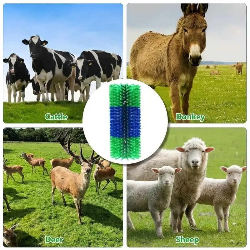 2pcs Livestock Scratching Brush (green), 17.5*7.8, Suitable for Livestock Combing Hair, Depilation, Nylon Material Thick Bristles Are More Durable. Suitable for Horses, Sheep, Elk, Cows. Each Piece Comes with 4 Screws for Fixing.