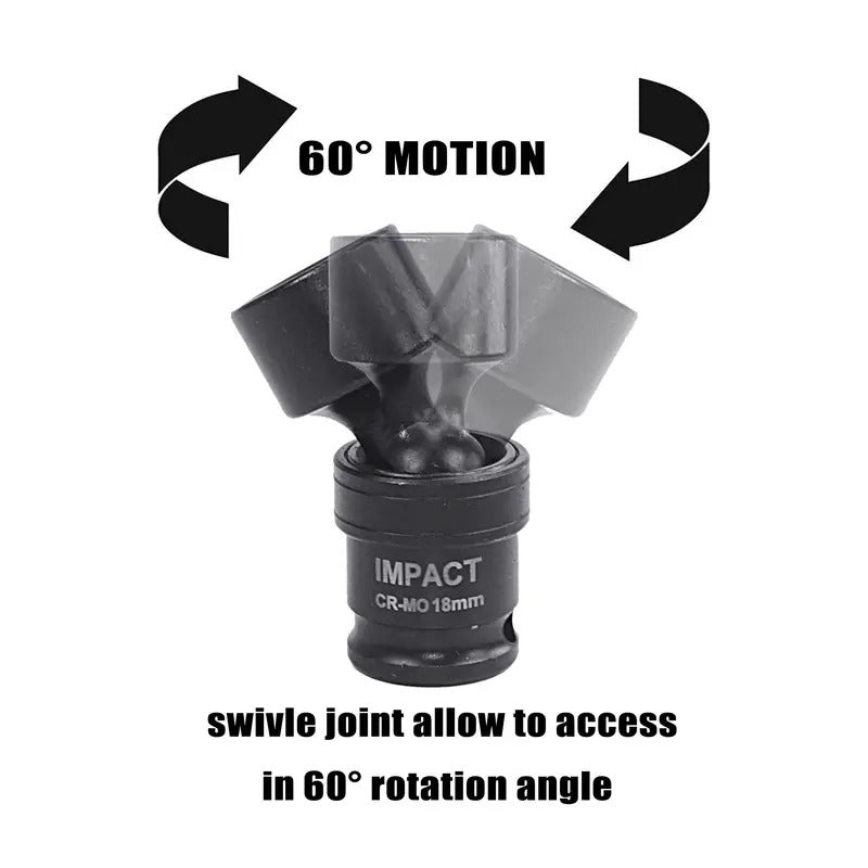 15pcs SEKETMAN Impact Universal Swivel Socket Set, 3/8" Inch Drive Set, Metric Size 8-22mm, Premium Cr-mo Steel Made With Black Phosphate Finish, Swivel Head Can Reach Narrow Place, Professional Socket Set For Car Repairing And