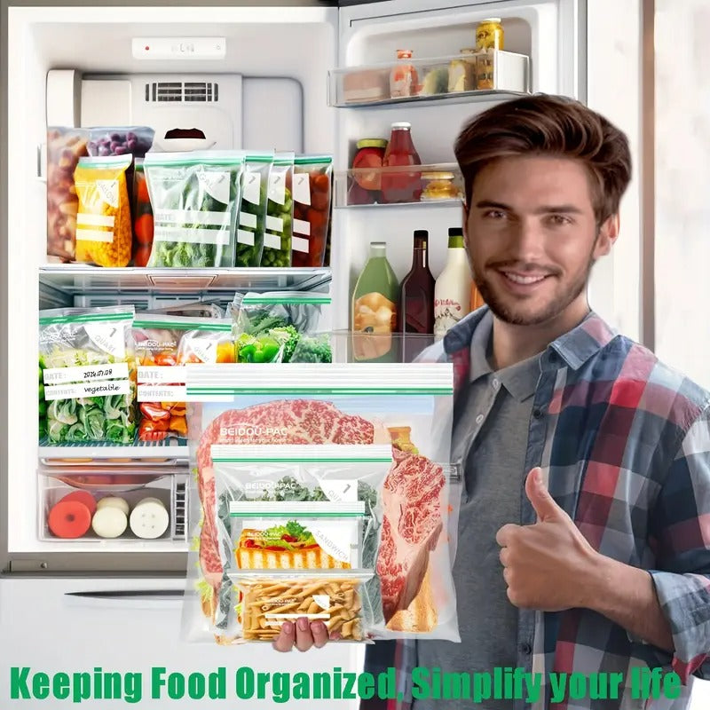 [Double Zipper Storage Bags] 300pcs Double Zipper Quart Food Storage Zip Bags - 2Mil, Freshness Easy Open Reclosable Clear Plastic Bags (8" * 8.1")