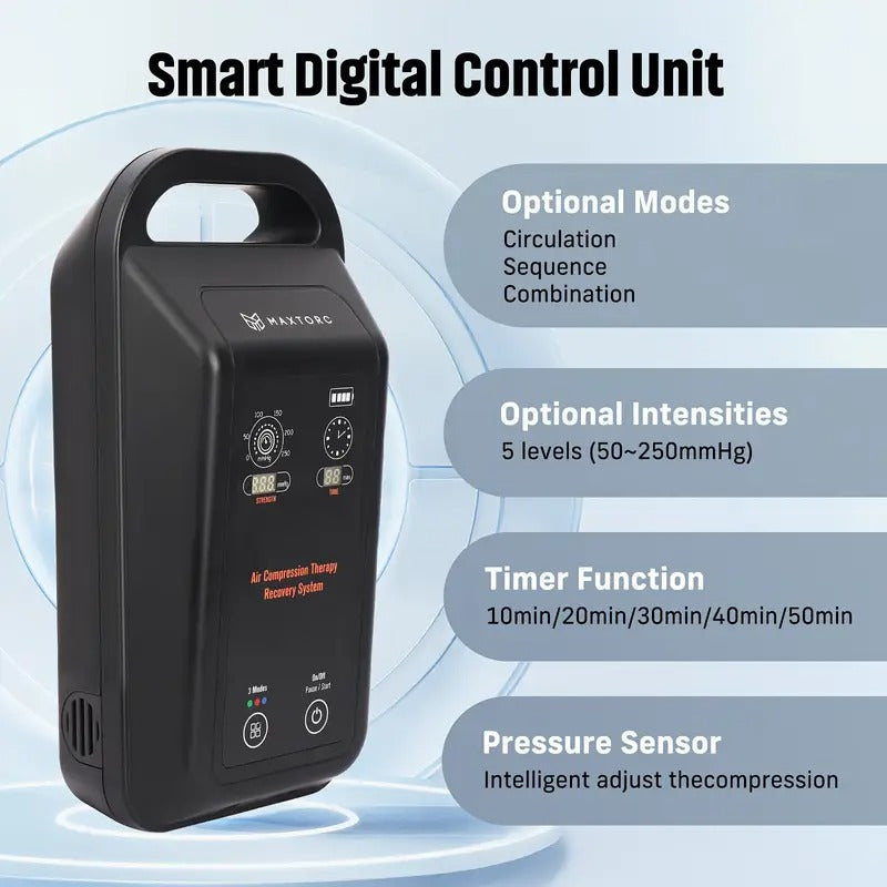 Cordless & Foot Air Compression Massager - Wireless Deep Tissue with Adjustable intensity, Portable Wrap for Athletes, Gym, Home Use - with Carry Case - Ideal Gift for Men, Women, Parents - & Fast, Athletic Tool, Sleek