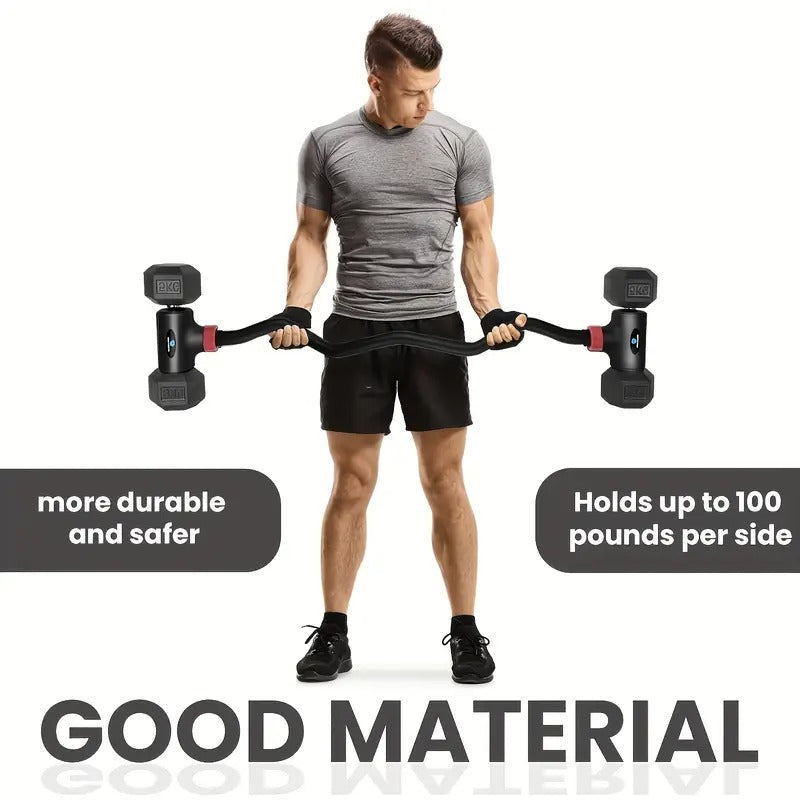 [1pc Adjustable Dumbbell] 1pc Adjustable Dumbbell to Curl Barbell Converter | Black Iron Spring Tensioner for Full-Body Workouts, Strength Training