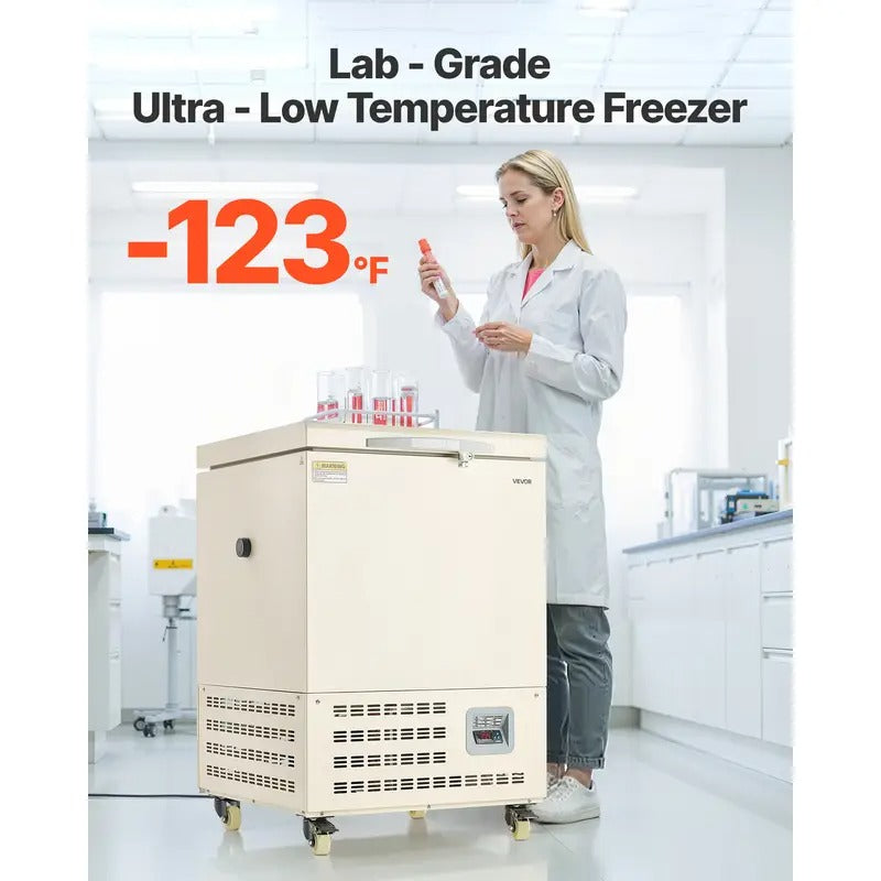 VEVOR Ultra Low Temperature Freezer Lab Freezer 58 L −40 ℉ to −123 ℉ Adjustable Temp