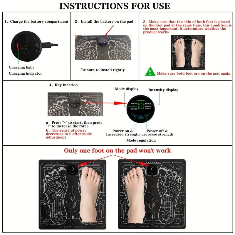 TENS Instrument, EMS Massage Pad, EMS Muscle Stimulator, Rechargeable Massage Pad with 18 Intensity Levels Adjusted In 6 Modes, Holiday Gift