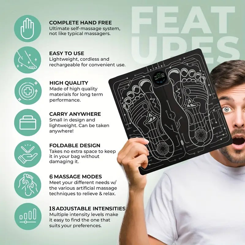 Massage Foot Mat, EMS Full Body Massage Mat, Massage Machine, 6 Modes to Choose From, 18 Strength Levels Of Massage Mat, Suitable for Home And Travel Use, Holiday Gifts
