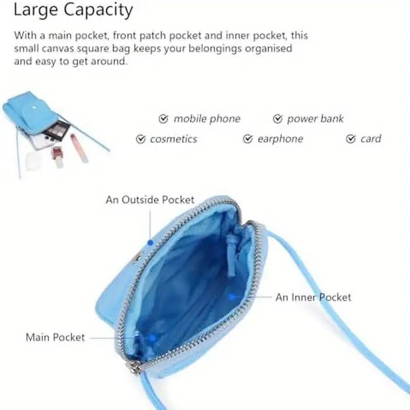 Trendy Nylon Crossbody Lanyard Bag for Mobile Phones with an Adjustable Strap.