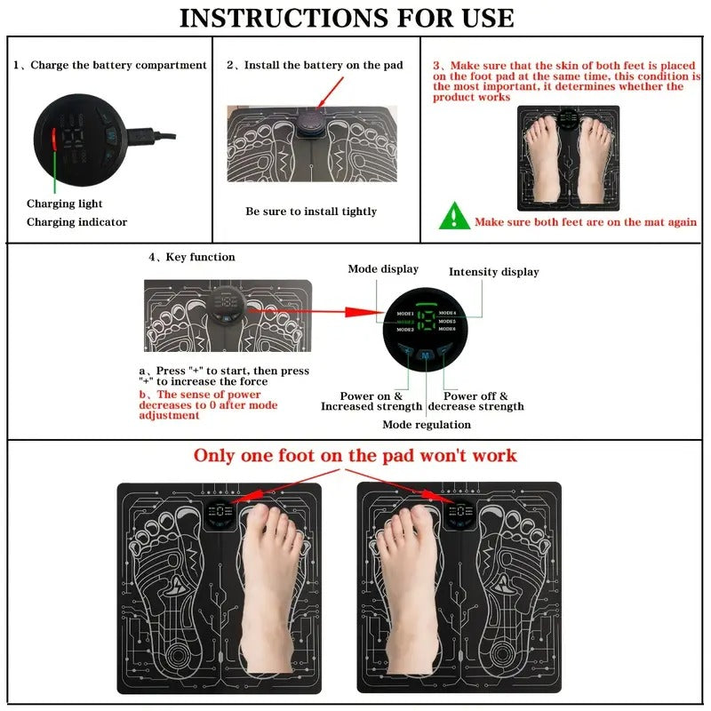 Massage Foot Mat, EMS Full Body Massage Mat, Massage Machine, 6 Modes to Choose From, 18 Strength Levels Of Massage Mat, Suitable for Home And Travel Use, Holiday Gifts