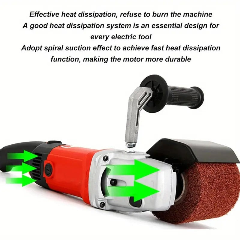 Electric Drum Sander Polisher 1400W 6 Gear Adjustable Speed Wire Drawing Machine with 3 Wheels