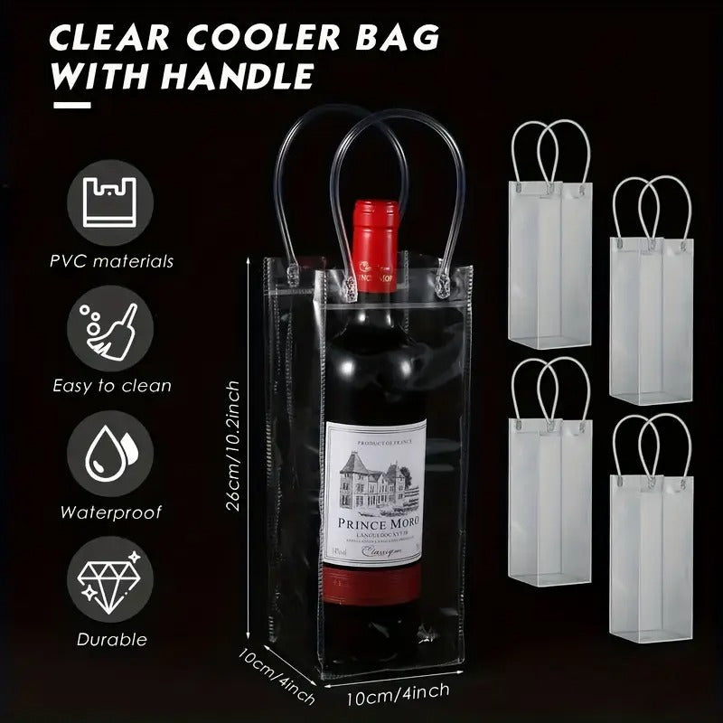 15pcs Foldable Clear PVC Packaging Bag - Leak-proof Portable Beverage Cooler for Outdoor Party, Picnic, BBQ - Reusable Wine & Beer Cooler Bag, Clear Design, Sturdy And Durable