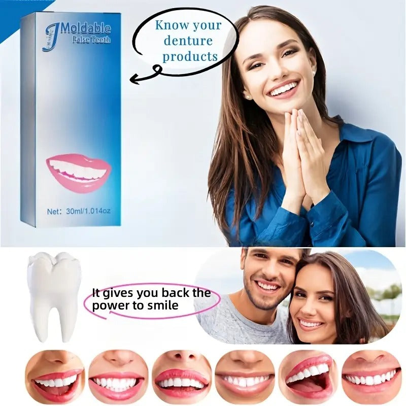 DIY dentures, thermoplastic dentures, suitable for missing teeth, large cracks and other decorations, fashionable decorations, adjustable dentures, easy to use, unisex, suitable for daily life and dating