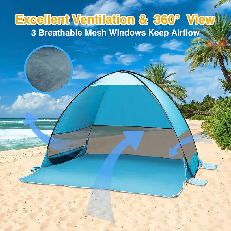 Quick Set Up, Pop Up Beach Tent] Portable Pop Up Beach Tent | Sturdy Construction, Quick Set Up, Sun Shade Shelter, Camping Accessories, Outdoor Camping, Fishing, Backyard Fun, Family Trips