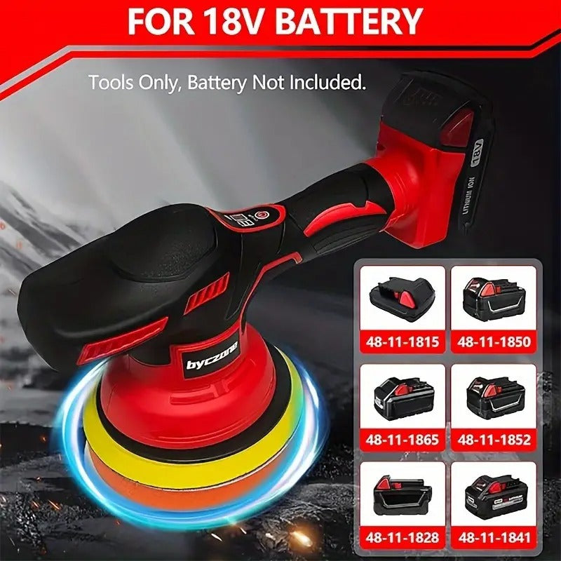 [6 Inch Cordless Buffer] 6 Inch Portable Orbital Buffer Polisher Kit, Cordless Car Buffer Polisher for 18V Battery, 8 Variable Speed Car Polisher for Car Detailing/Polishing/Waxing, Christmas/Stocking Stuffers (Battery Not Include)