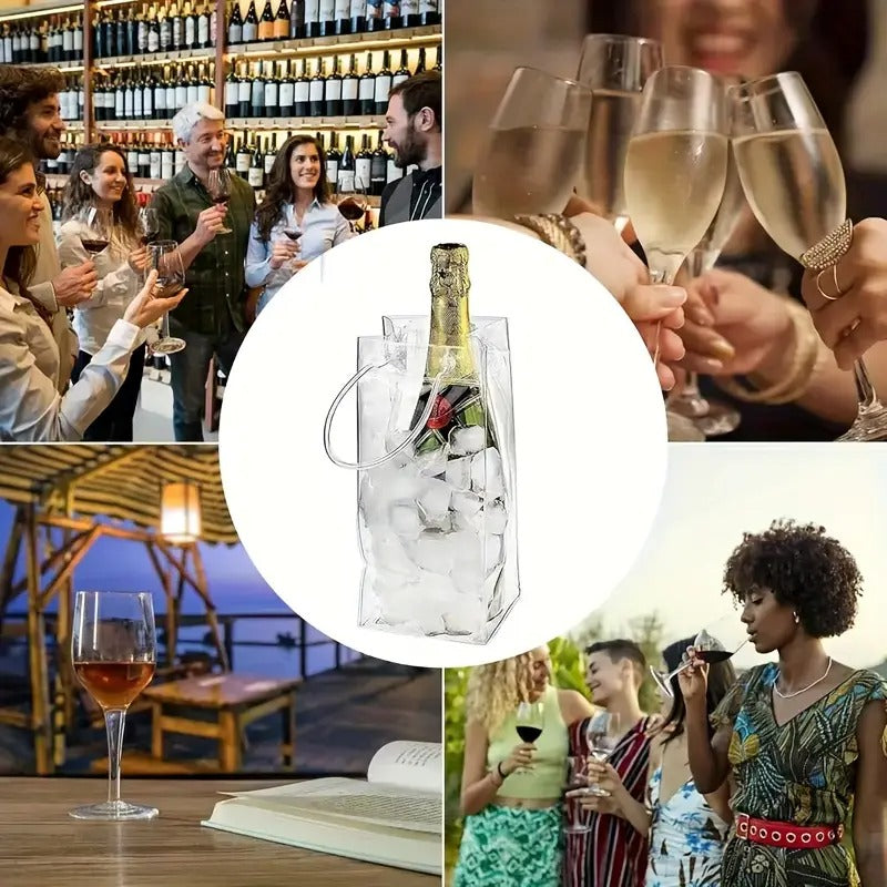 15pcs Foldable Clear PVC Packaging Bag - Leak-proof Portable Beverage Cooler for Outdoor Party, Picnic, BBQ - Reusable Wine & Beer Cooler Bag, Clear Design, Sturdy And Durable