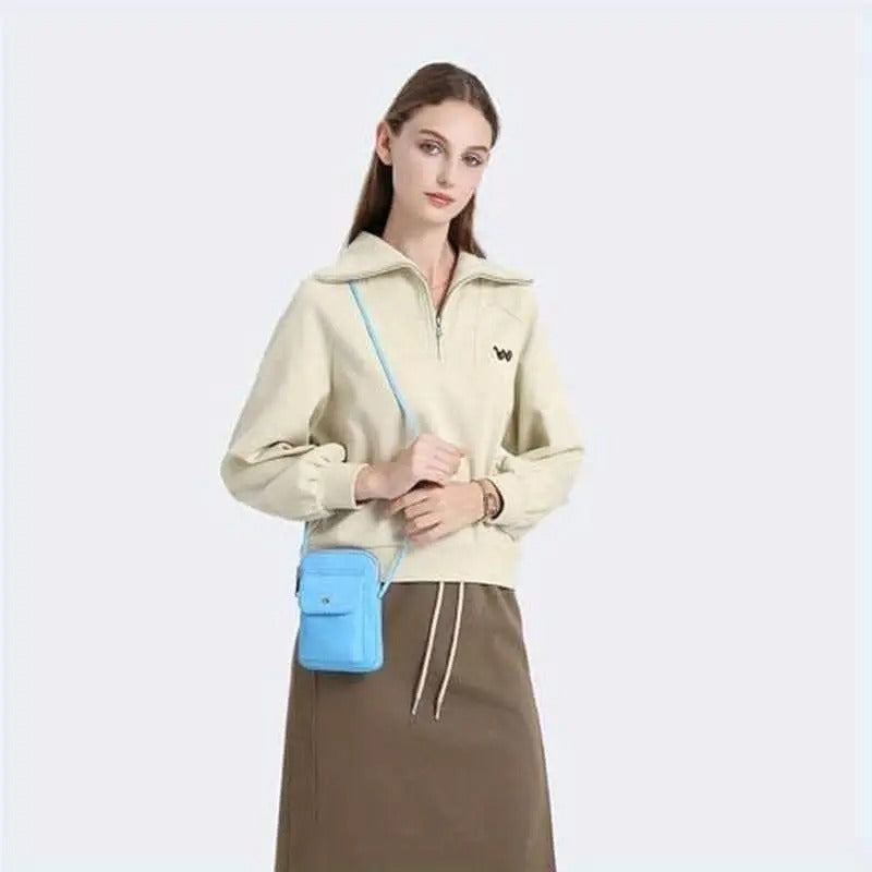 Trendy Nylon Crossbody Lanyard Bag for Mobile Phones with an Adjustable Strap.