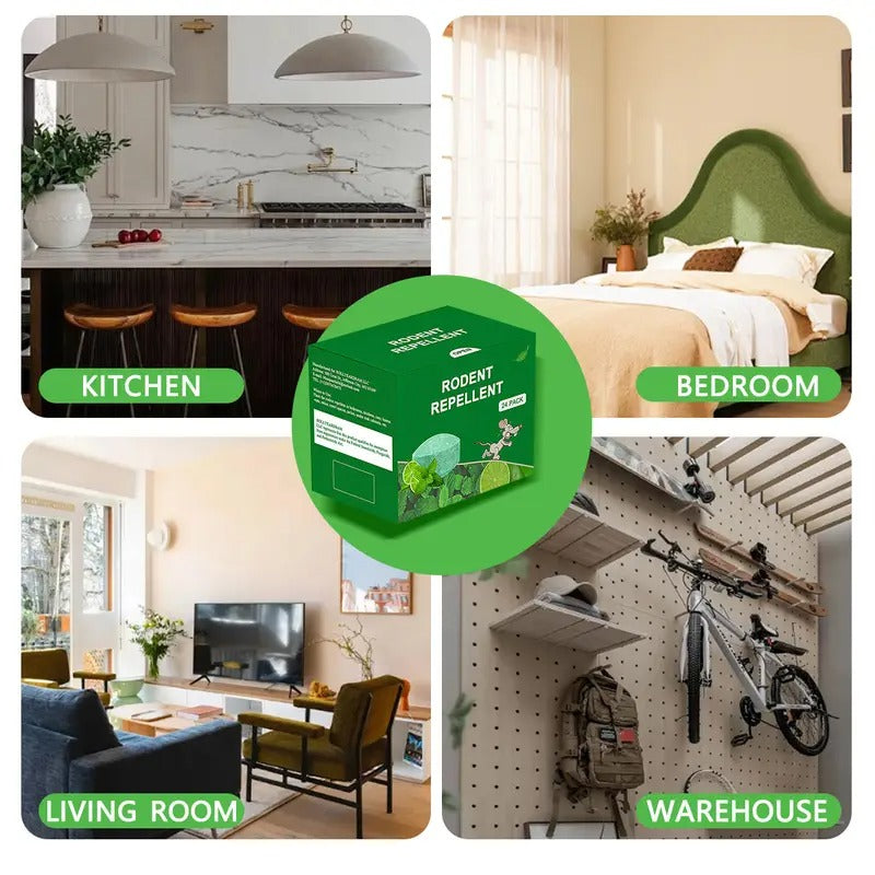 24 Pack (26g per Piece) -Mouse Rodent Repellent, Peppermint Lemon Oil Mice Repellent for Squirrel Rats Spider Pests, Natural Deterrent for Kitchen, Warehouse, Car, Indoor, Outdoor, Safe for Pets & Family