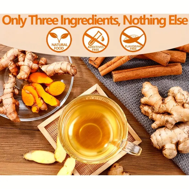 120 Premium Turmeric, Ginger, Cinnamon Mixed Tea Bags, 8.5oz (2gx120 Bags), Perfect for Afternoon Tea, No Additives, No Caffeine.Easter Gifts